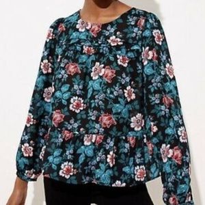 Loft Floral Ruffle Peplum Blouse